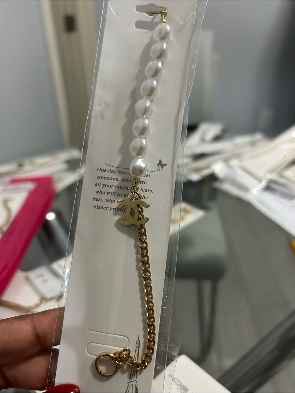 Gold & White Pearl Drop Bracelet